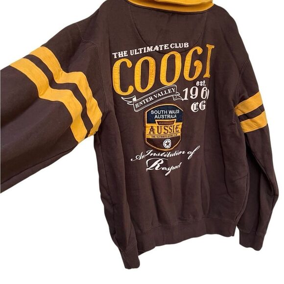 COOGI Australia Varsity Rugby Cardigan Jacket Logo Men’s XL Brown 1969 - Picture 9 of 10